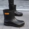 Men's Short Rain Shoes Non-slip and Waterproof Fashion Rain Boots Fleece Thermal Rubber Shoes Kitchen Work Short Tube Water Shoe Cover Shoes