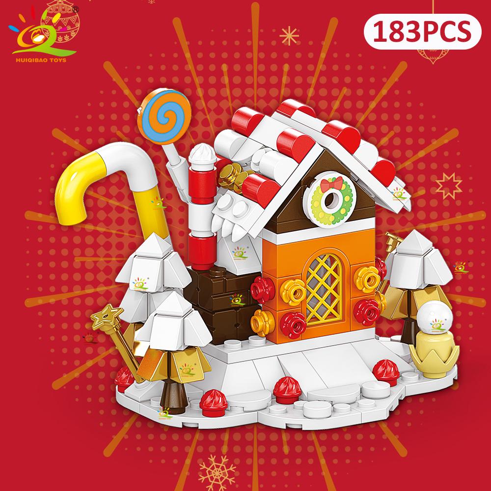 

8IN1 Christmas Santa Claus Sled House Model Building Block DIY Elk Snowman Bricks Ornament Toys for Children Adult Gift NO BOX