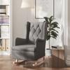 Day and Night - Day and Night Armchair with Rocking Legs Solid Wood Rubber Light Gray Fabric