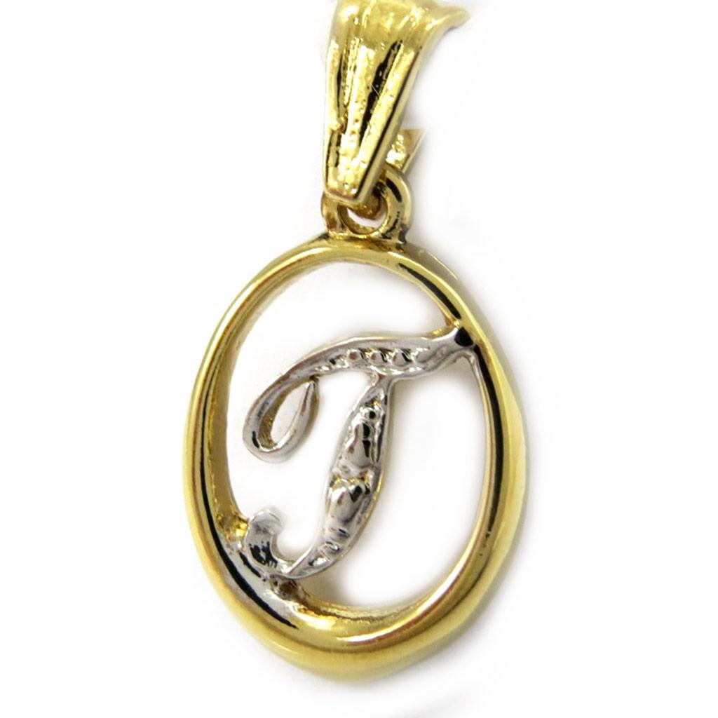 Les Trésors De Lily [G7636] - 2-tone 'Letter T' Gold Plated Pendant