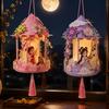 Traditional Palace Lantern Toy Chinese DIY Kit for Mid Autumn, Festival Handheld Glowing Autumn Decoration Paper Lamp with LED Light &