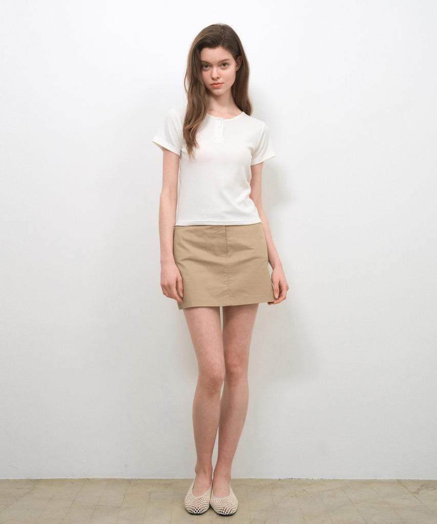 Wednesday Oasis For Woman Classic Cotton Mini Skirt_Ivory(W25-Sk01)