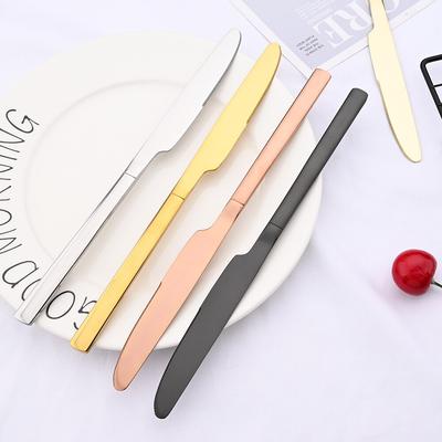 6-teiliges schwarzes Edelstahl-Spiegelpolier-Steakmesser-Geschirr-Set, Küchentisch, Abendessen, Messer, Restaurant, schwarzes Besteck, Besteck, Geschirr-Set