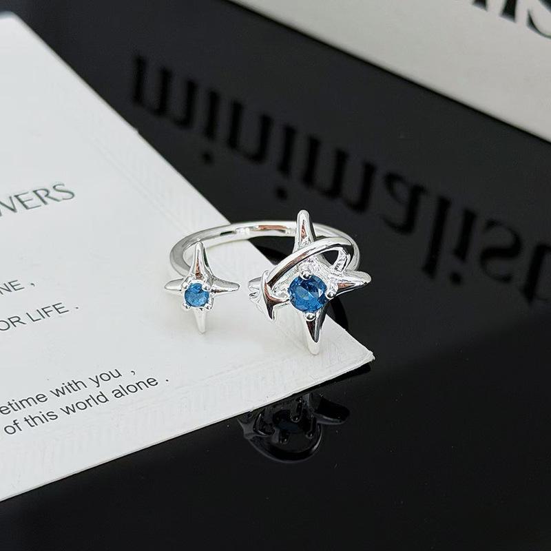 Super Flash Zirkon Hexagramm Ring Öffnung Verstellbar Exquisiter Ring Temperament Hochklassige Frauen