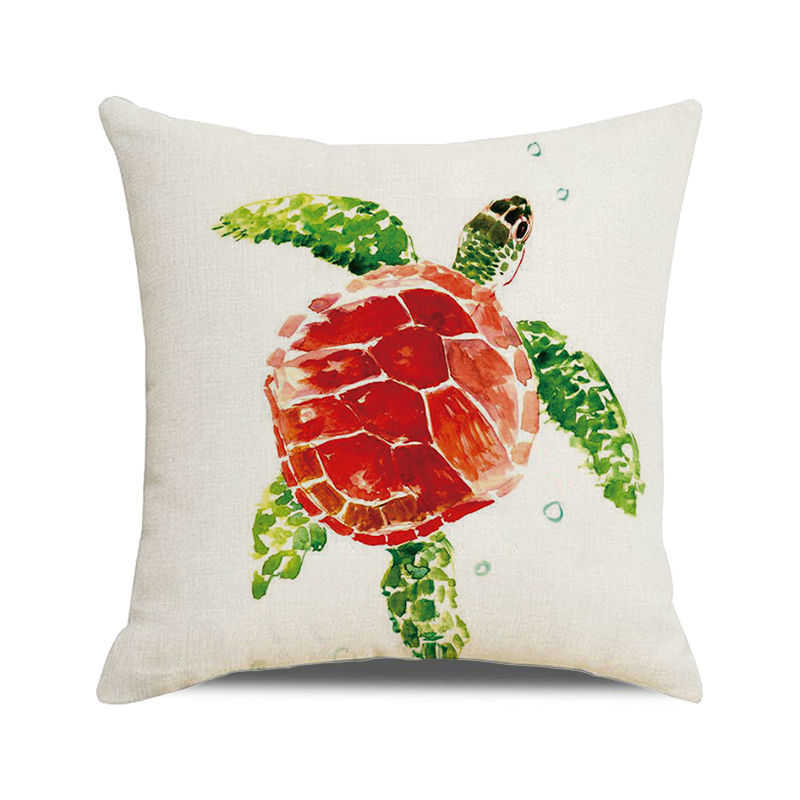 Home Decor Colorful Sea Turtle Watercolor Pillow Covers Pattern Cushion Cover Suitable for Sofa Bedroom Car Pillow Cover