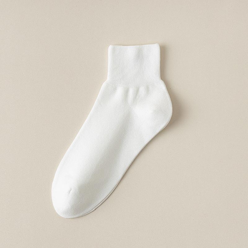 Women's Spring and Summer Thin Pure Color All Go Boneless Simple Loose Mouth In The Tube Socks