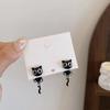 Boucles d'oreilles Mignon Style Dessin Animé Chaton Noir Boucles d'oreilles Douces Luxe Léger Pour Fille Femmes