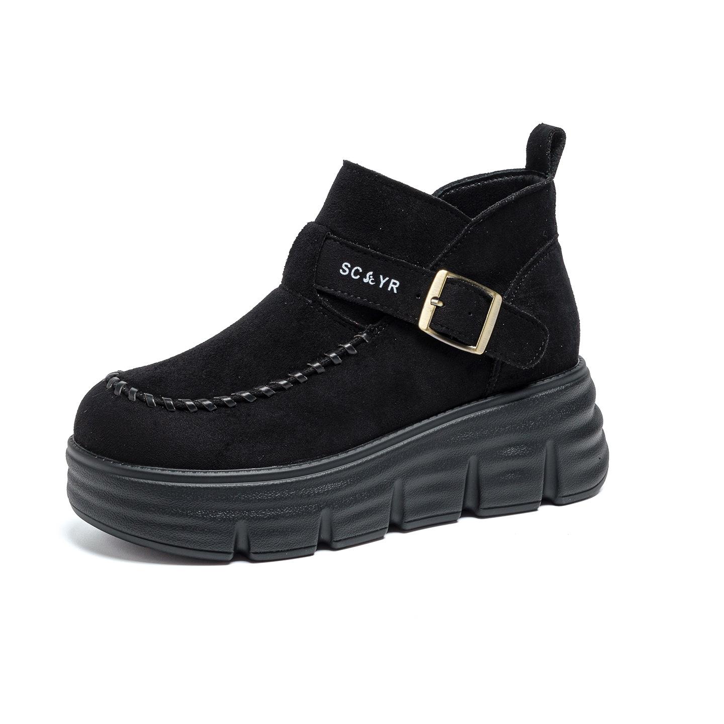 

Autumn new big head retro versatile and thin, absolutely comfortable muffin bottom, super good-looking short boots 40 чорний