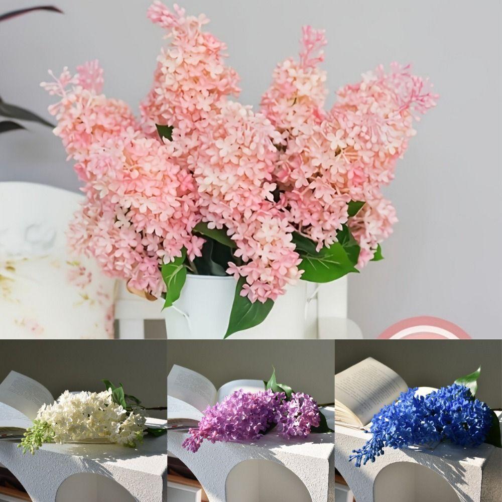 Pink Artificial Silicone Lilac Flower Purple 75 Cm Artificial Faux Plants Simulation Plastic Fake Flower Home Decor