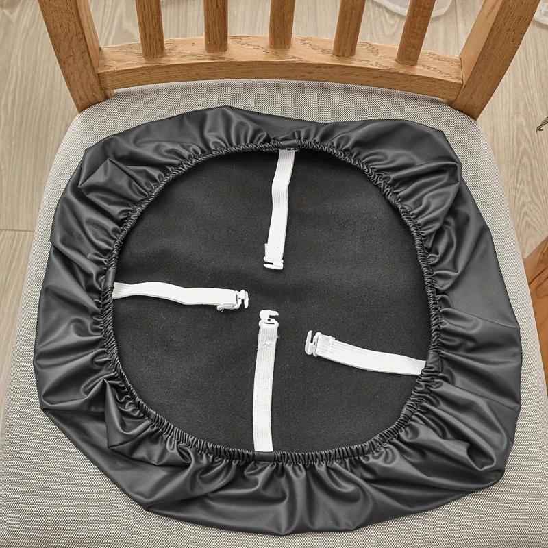 1Pcs Waterproof Pu Leather Office Chair Seat Covers Removable Solid Color Computer Chair Seat Cushion Covers For Home Office
