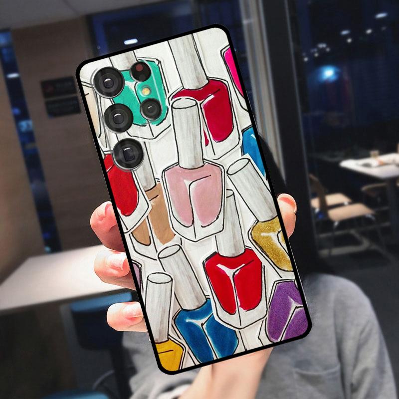 Cosmetics Nail Polish Cover For Samsung Galaxy S25 S24 S21 S22 S23 Ultra S9 S10 Plus S24 FE S21 FE Phone Case