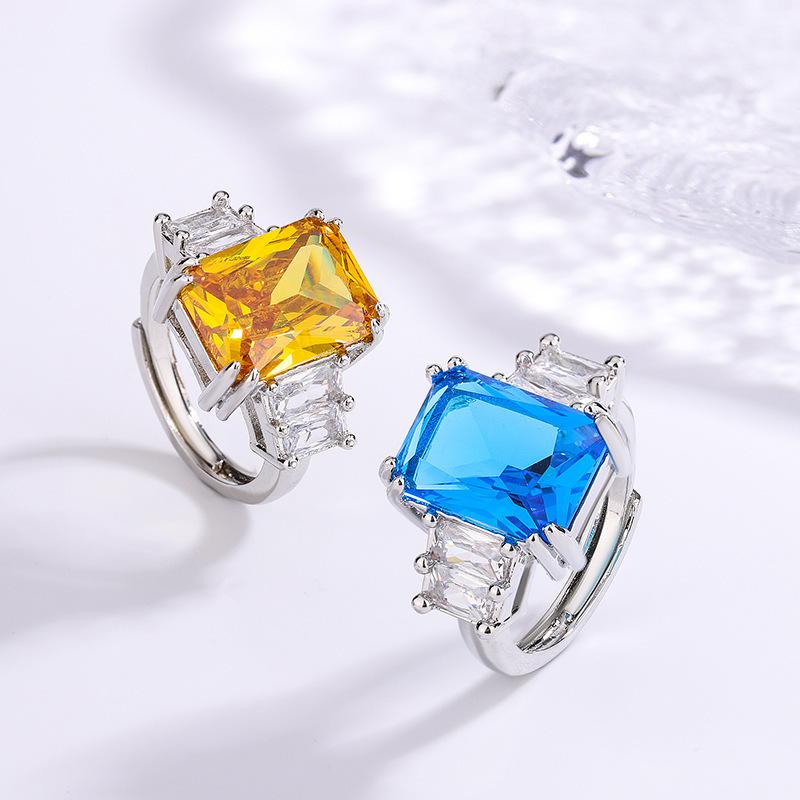 Ring Women'S Vintage Topaz Sapphire With Sky Opening Premium Blue Temperament Women'S Ring