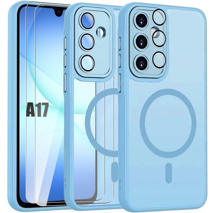 Coque Magnétique - BOOLING - Samsung Galaxy A17 4G/5G - avec Protection Caméra - Bleu - 2 Vitres