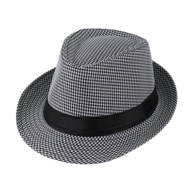 Cappelli Fedora Estivi per Uomo Mezza Età Cappellino Lino Panama Monocolore Jazz Cappello Cowboy Uomo Donna Festa Britannica Cappello da Sole
