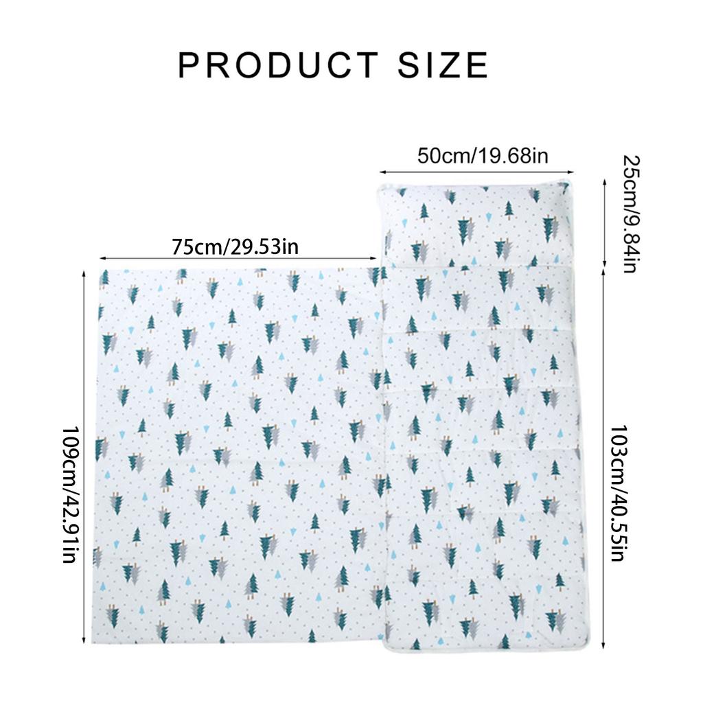 Kleinkind Nickerchenmatte Schlafsack mit Kissen Kinder Schlafunterlage mit abnehmbarem Kissen Hübsiger Druck Decke Baby Gitterbett Deko