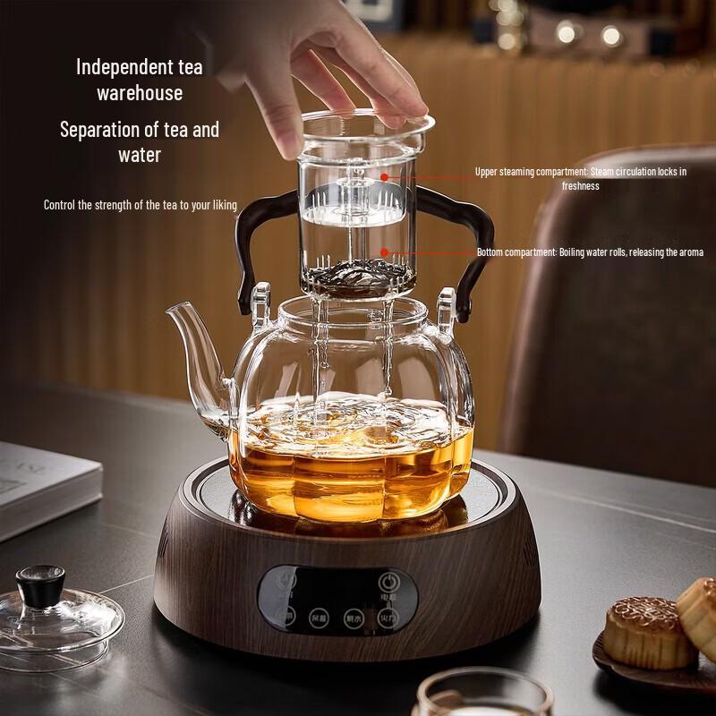 YIHUTEA Heat-Resistant Glass Teapot with Double Infuser
