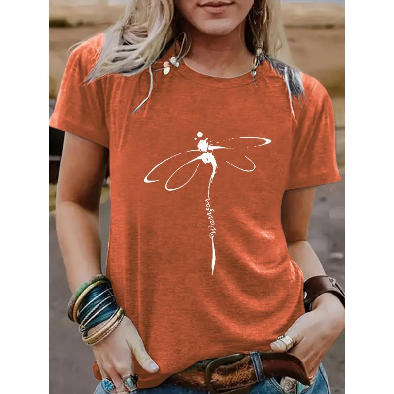 YYFS Modne damskie bluzki i koszule na co dzień, letnie, wiosenne, z krótkim rękawem i dekoltem w kształcie litery O