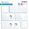 BSEED Zigbee 1/2/3Gang Touch Smart Switches With Normal EU Wall Socket Tuya Smart Life Alexa App Control No Neutral Version