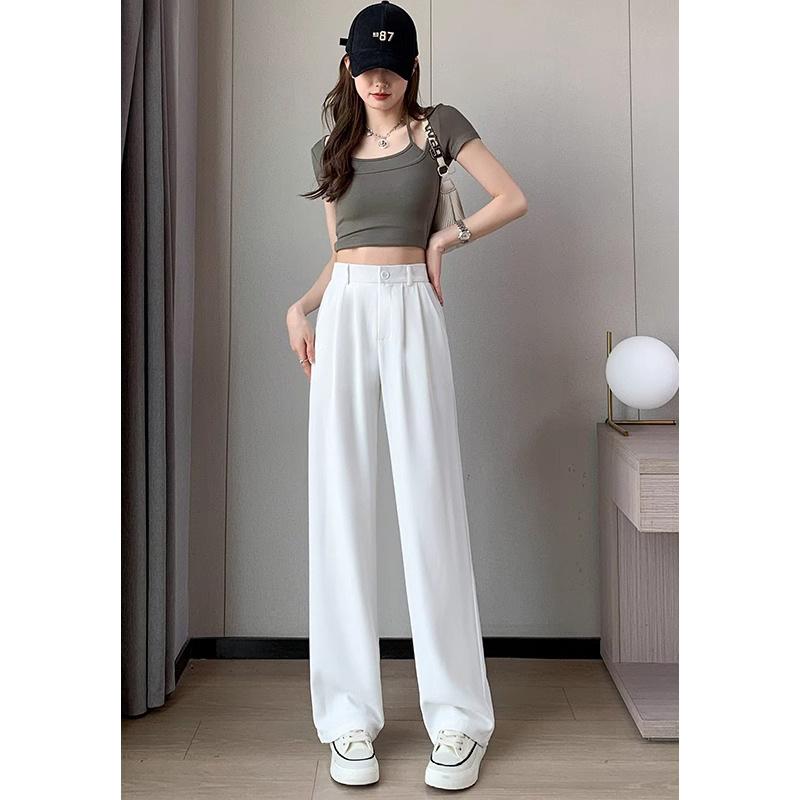 Women's Casual Pants Summer New High Waist Drape Straight Versatile Wide Leg Trousers