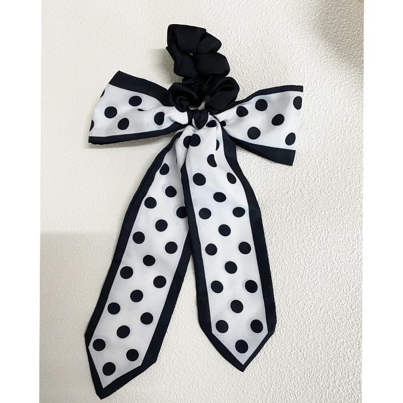 Fashion Leopard Print Bow Satin Long Ribbon Ponytail Scarf Hair Tie Scrunchies Women Girls Elastic Hair Bands Hair Accessories