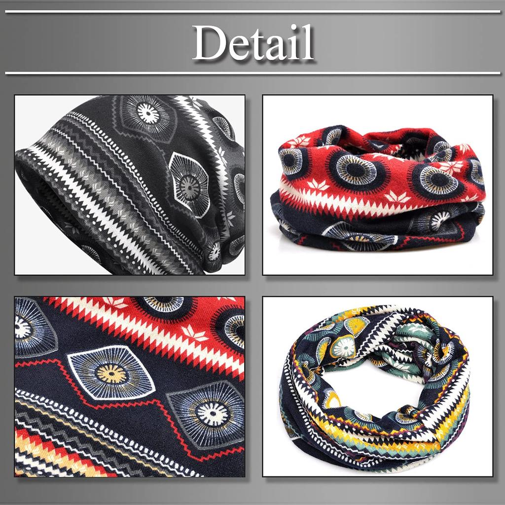 BUZZxSELECTION Knit Cap with Ethnic Stylish Summer CAP145 Women's Pattern, Knit, (Design B)