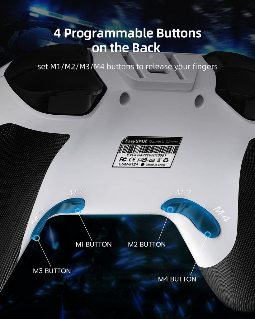 EasySMX Wireless Switch Controller Compatible with Nintendo Programmable Button Vibration Switch/Lite/OLED Android/IOS/PC (White)