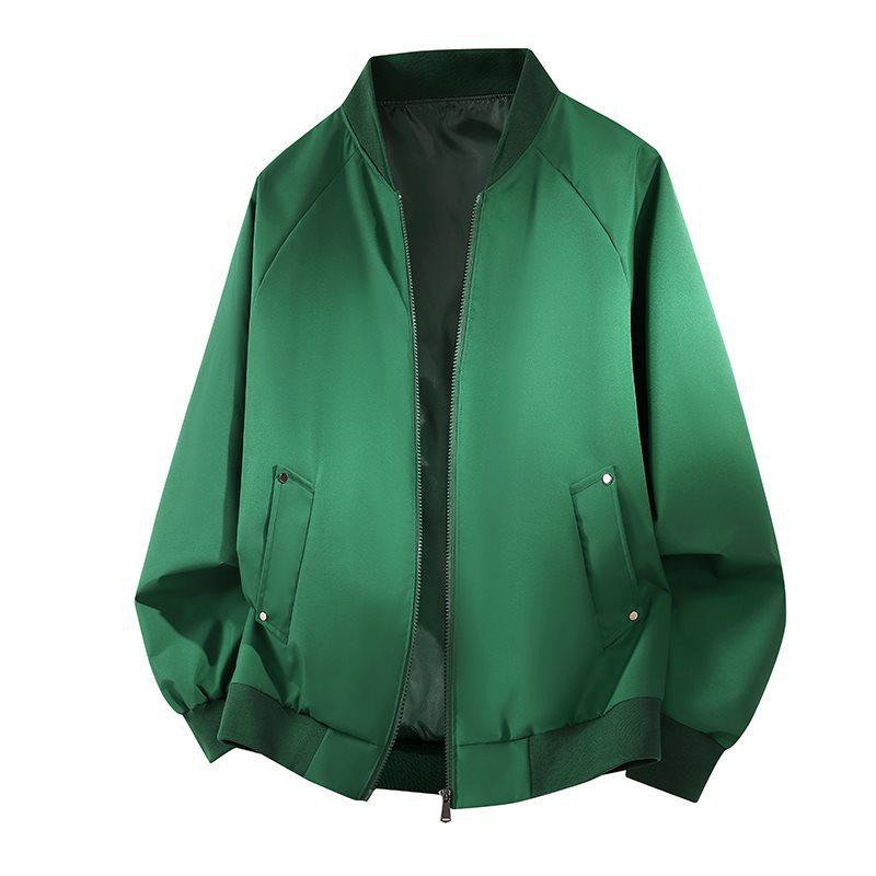 2026 Men s Trendy Baseball Collar Slim Fit Casual Jacket - Solid Color, Versatile Fashion 3XL зелёный