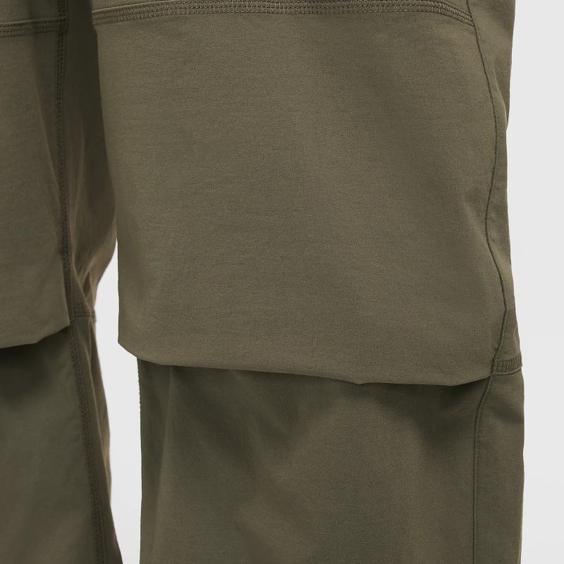 Nike Tkané kalhoty s otevřeným lemem Jednobarevné Střední pas Šňůrka Volné Široké nohavice Pletené sportovní kalhoty Pánské kalhoty Olivové HM7159-223