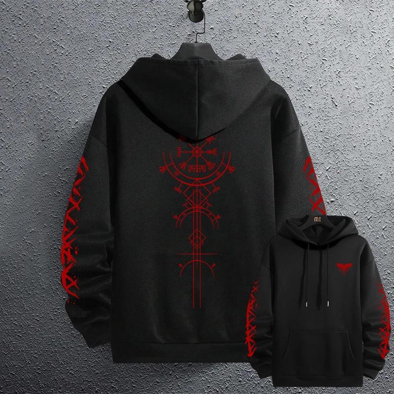 Men's Ancient Raven Print Pullover 2025 Brand New Black Sweatshirts Autumn Winter Male Daily Casual Sporty Jogging Hoodie