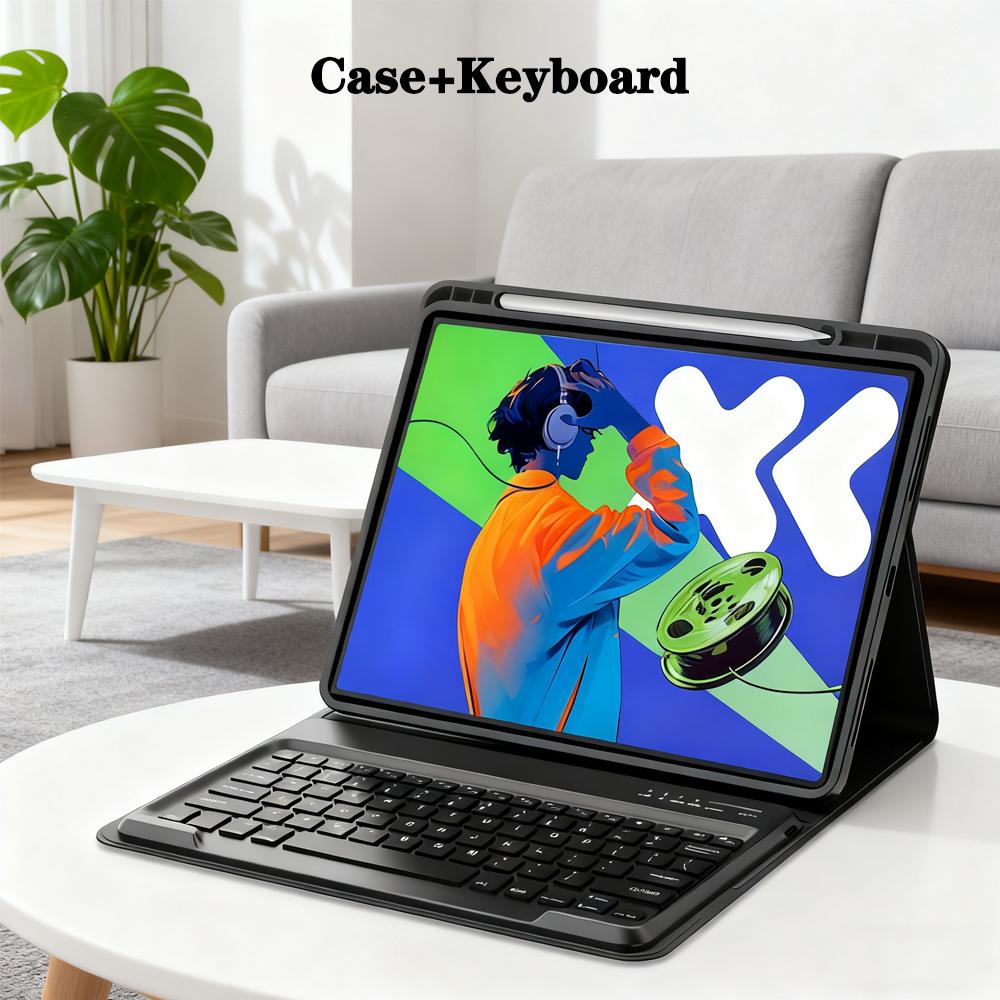 Hoes voor Xiaoxin Pad Pro 12,7 inch, Afneembaar Toetsenbord voor Idea Tab Pro 12,7' met Pennenhouder TB373FU TB375FC Lenovo 12.7inch 2025&Spanish
