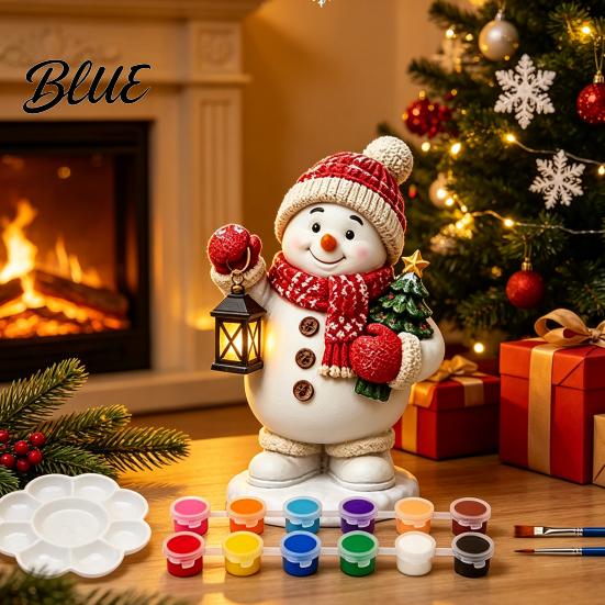 DIY Painting Santa Figurines Coloring Christmas Figurine Kit Paints & Brushes Included Snowman Reindeer Handmade Decorations Nutcracker Xmas