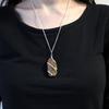 Tiger Eye Necklace Rough Wire Wrapped Pendant