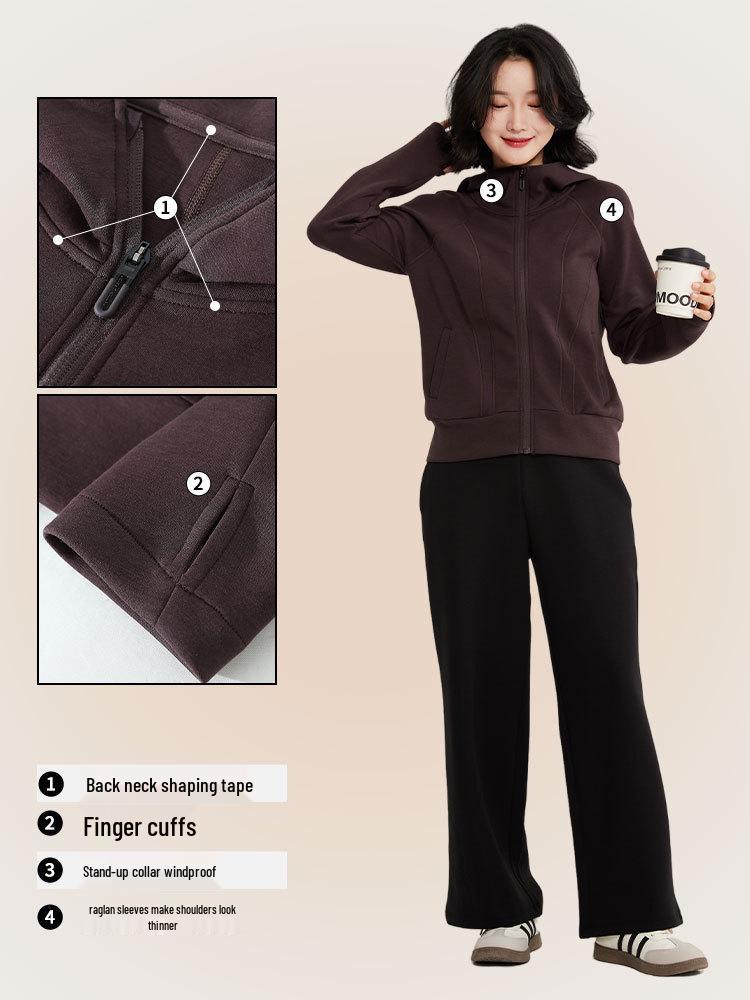 Giacca con Cappuccio in Tessuto Air Layer da Donna - Cardigan a Maglia Larga Autunnale Felpa