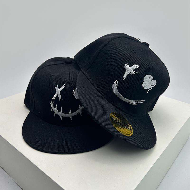 Baseball Stitching Embroidered Expression Face Smiling Women  Men For Neutral Gender Fresh Caps Peaked Hats Breathable Hip Hop Urban Street Style