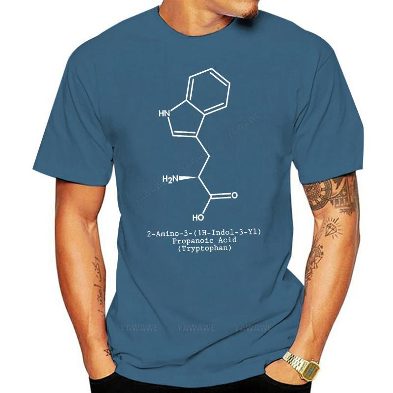 

Male tshirt black T Shirts Tryptophan Molecule TShirt Science Tryptophan TeeShirt Tryptophan Amino Acid Crew Neck short sleve 4XL