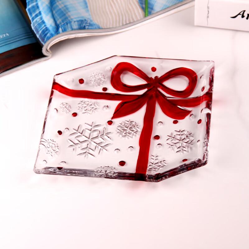Flavinmci Red Crystal Glass Butterfly Fruit Plate