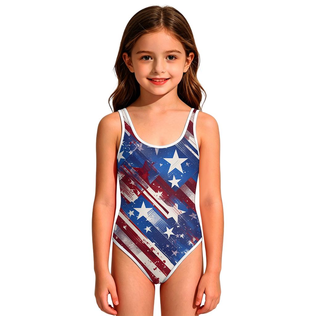 Maillot de bain une pièce pour fille Imprimé floral Sans manches Col rond Maillot de bain Convient pour la plage, la piscine, les activités nautiques et l'utilisation estivale