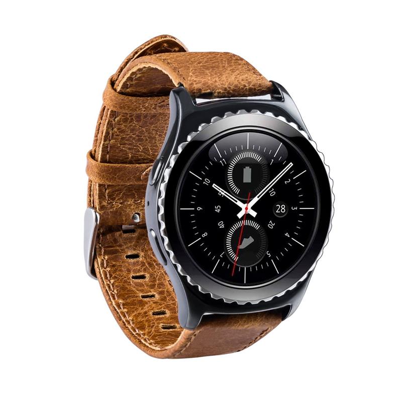 20mm Crazy Horse Genuine Leather Watch Band for Samsung Galaxy Watch4 Classic 46mm 42mm/Watch4 44mm 40mm/Huawei Watch 2