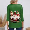 3/4 Sleeve Shirts For Women Print Christmas Tees Blouses Casual Plus Size Basic Tops Pullover
