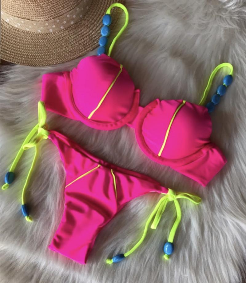 2023 New Hot Sale European and American Sexy Two Piece Swimsuit Spliced Color Swimsuit Women High Quality Bikini