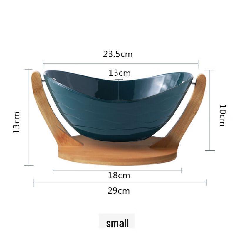 Qianxing Ceramic & Bamboo Fruit/Snack Basket Set