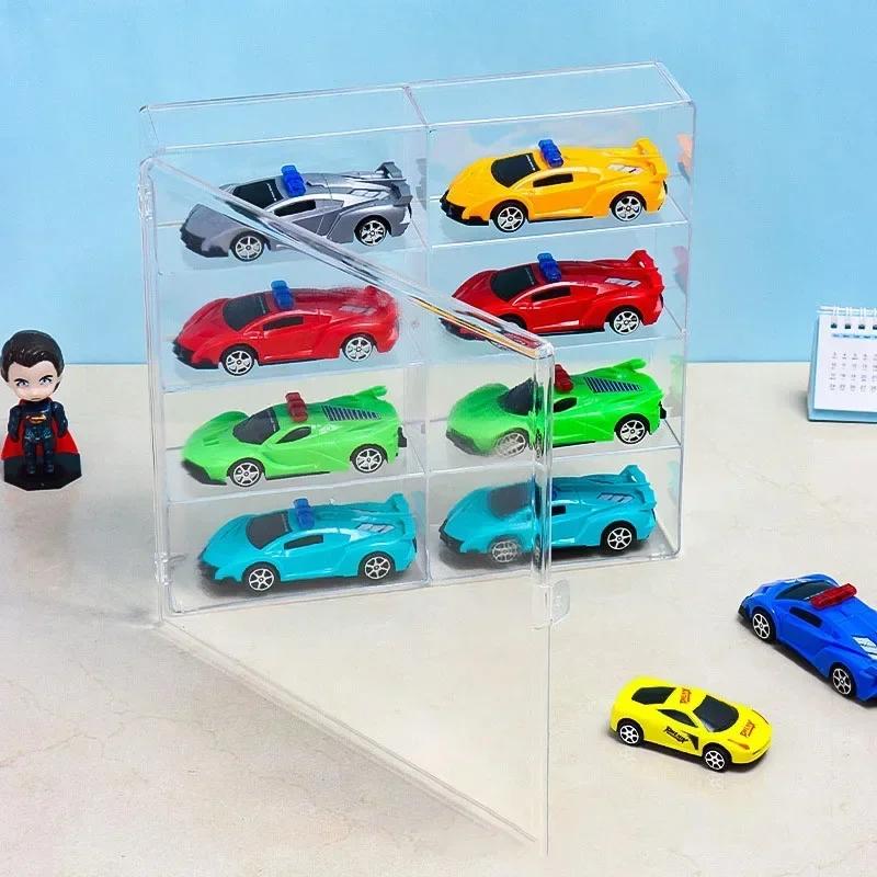 Acrylic Car Display Box 1:64 For Hot Wheels Car Model Toy 8 Grid Cabinet Rack Dustproof Stackable Car Storage Boxes Transparent