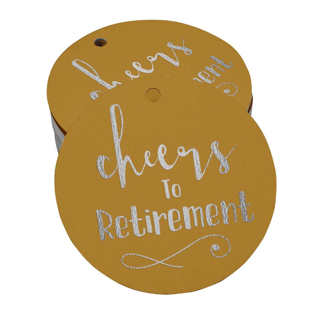 Inkdotpot Pack Of 100 Real Gold Foil Paper Tags Cheers To Retirement Favor Hang