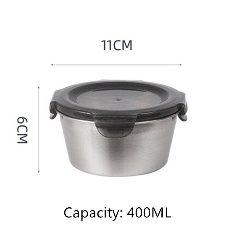 

Круглый ланч-бокс из нержавеющей стали 304, холодильник, ящик для хранения продуктов, кухня, микроволновое отопление, герметичная коробка для хранения свежести 400ml серый
