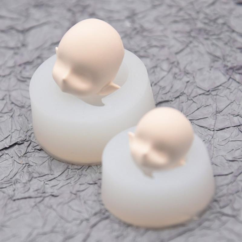 BJD Human Face Mold OB11 Soft Ceramic Q Version Happy Closed Eyes Ultra Light Clay Fondant Silicone Mold 4.5cm 6cm