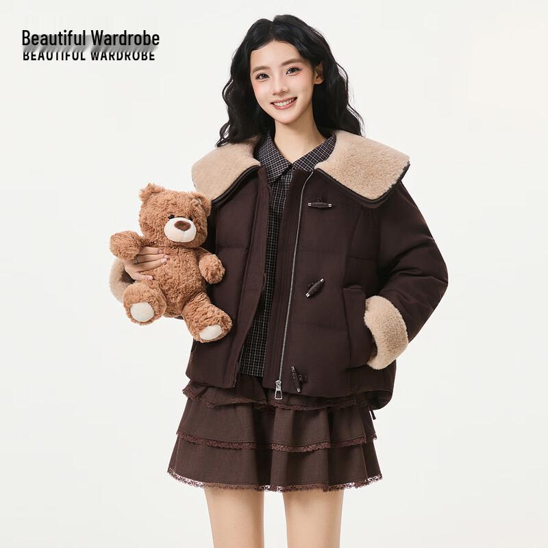 КРАСИВЫЙ ГАРДЕРОБ Женская короткая куртка-пуховик в корейском стиле с большим лацканом XL