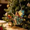 Xmas Tree Door Decorations Fairy & Gnome Christmas Acrylic Suncatcher, 2D Fantasy Elf Dwarf Window Hanging Unique Baubles Decor with Stained