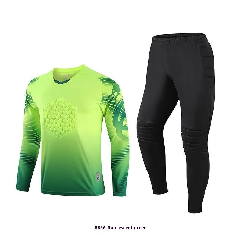 Men and Boys Football Goalkeeper Suit, Trousers Suit, Long-sleeved Thickened Sponge Goalkeeper Suit, Soccer Football Uniform