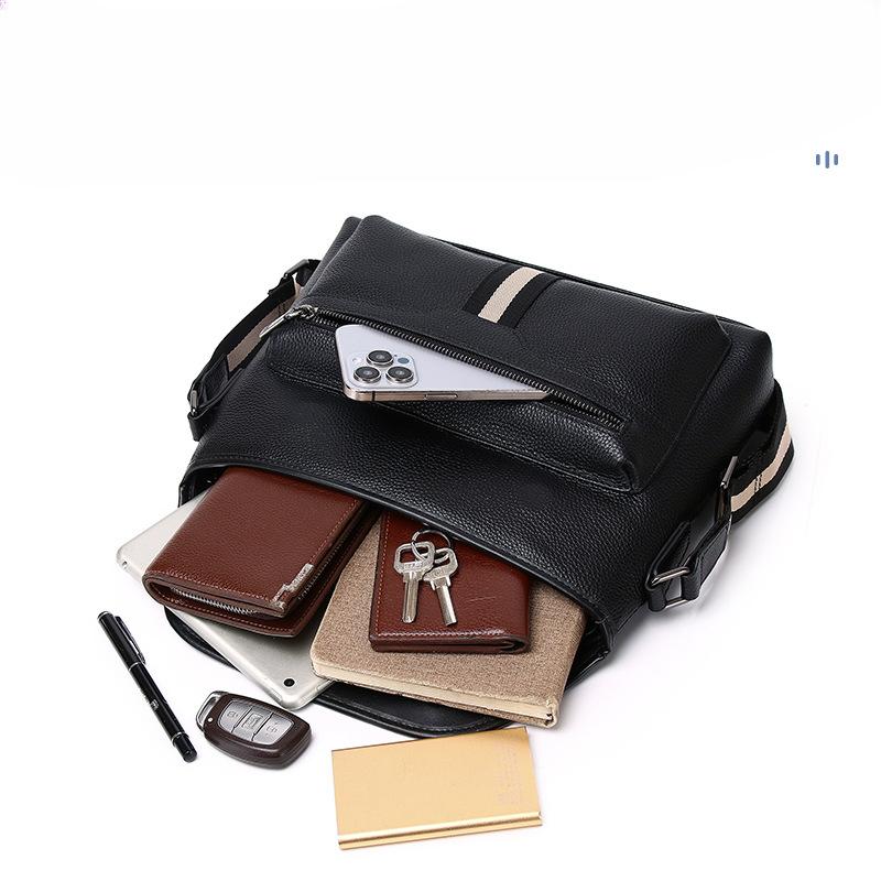 Velkokapacitní pánská crossbody taška z hovězí kůže, moderní pánská crossbody taška z pravé kůže, pánská taška přes jedno rameno