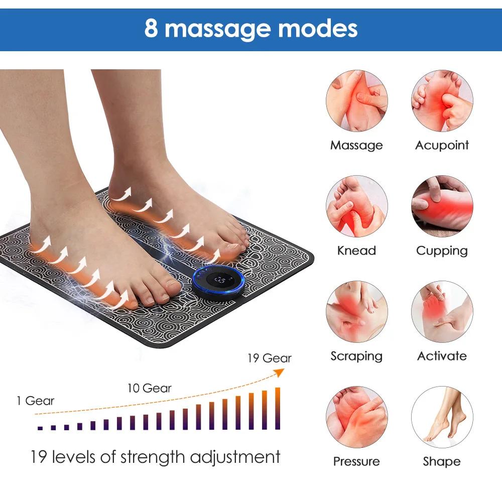 Foot Massage Mat EMS Foot Massager Pad 19 Modes 8 Gears Electric Foot Acupoint Massager Muscle Relieve Cushion Relief Pain Relax Feet